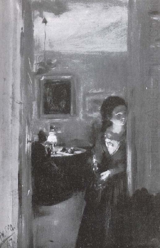 Living room and sister of the artist, Adolph von Menzel